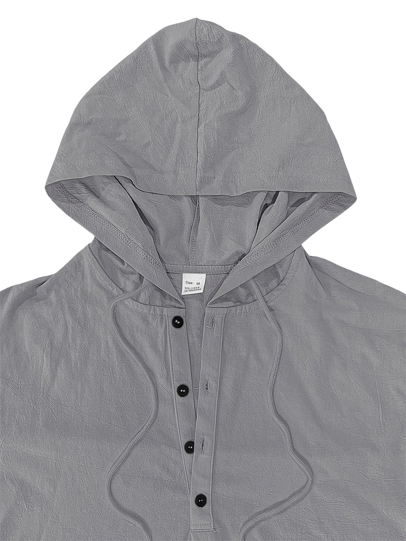 Men’s Summer Linen 2pcs Set – Hooded Long Sleeve Shirt & Drawstring Pants
