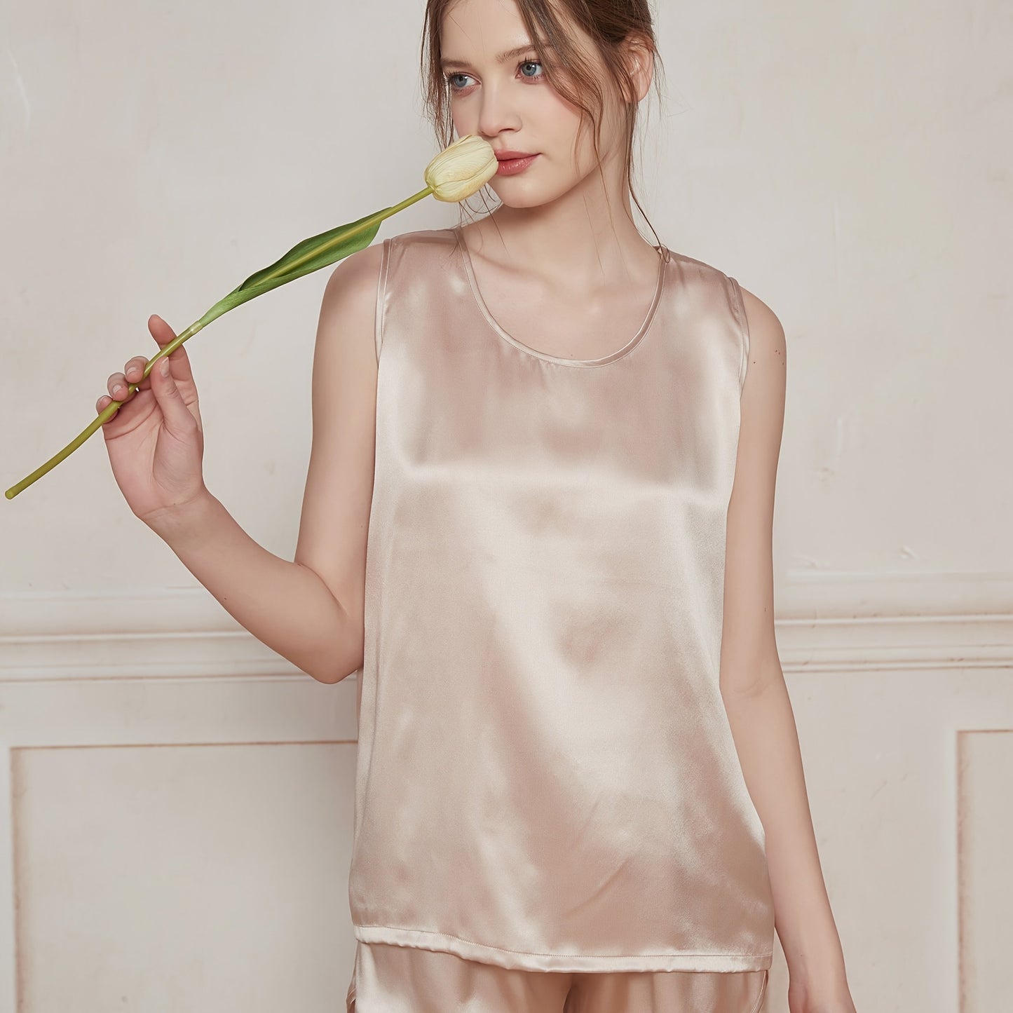 Tanktop und Shorts-Set aus 100 % Maulbeerseide für Damen – Luxuriöse Nachtwäsche