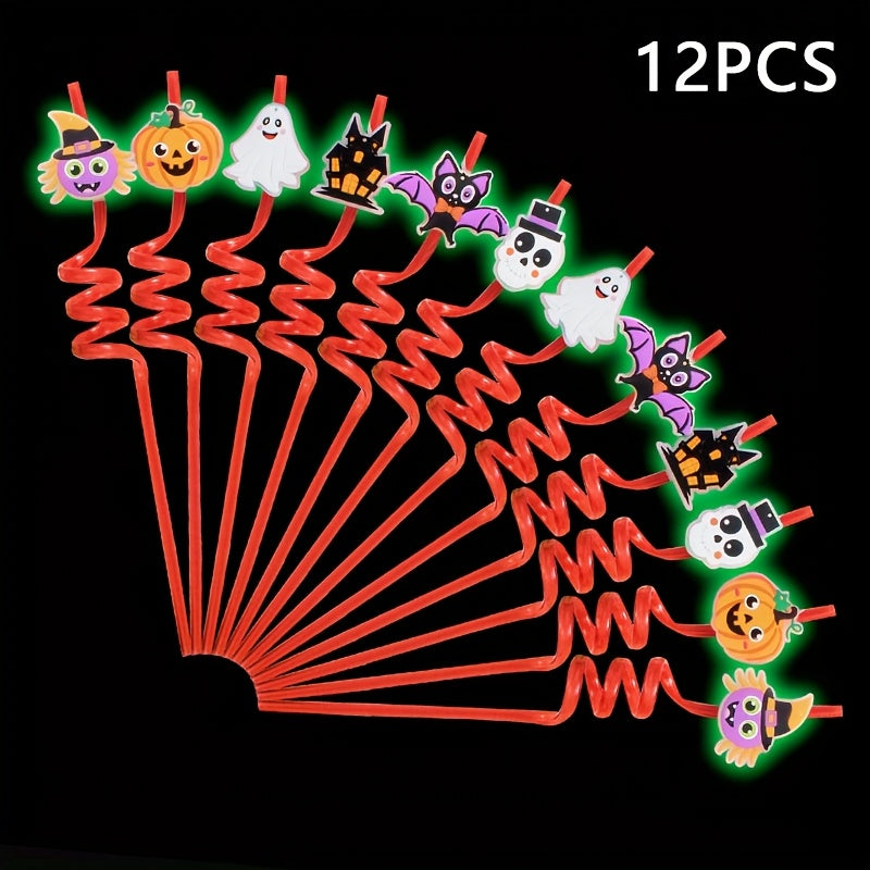 ✨🎃 Glow-in-the-Dark Halloween Straws (12pcs)