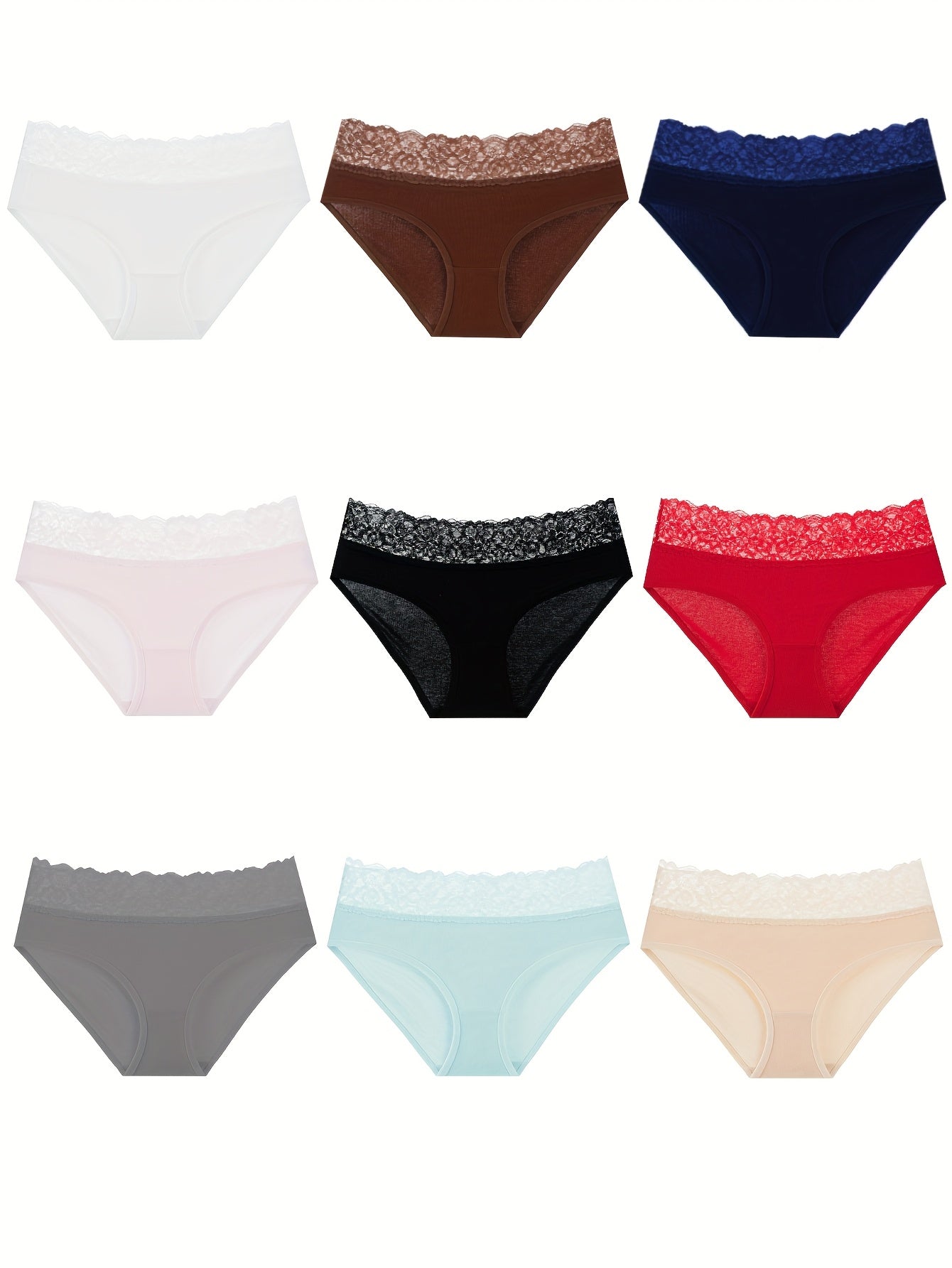 6PCS Women’s Bikini Underwear Set – Soft Lace Elastic Full Coverage Panties