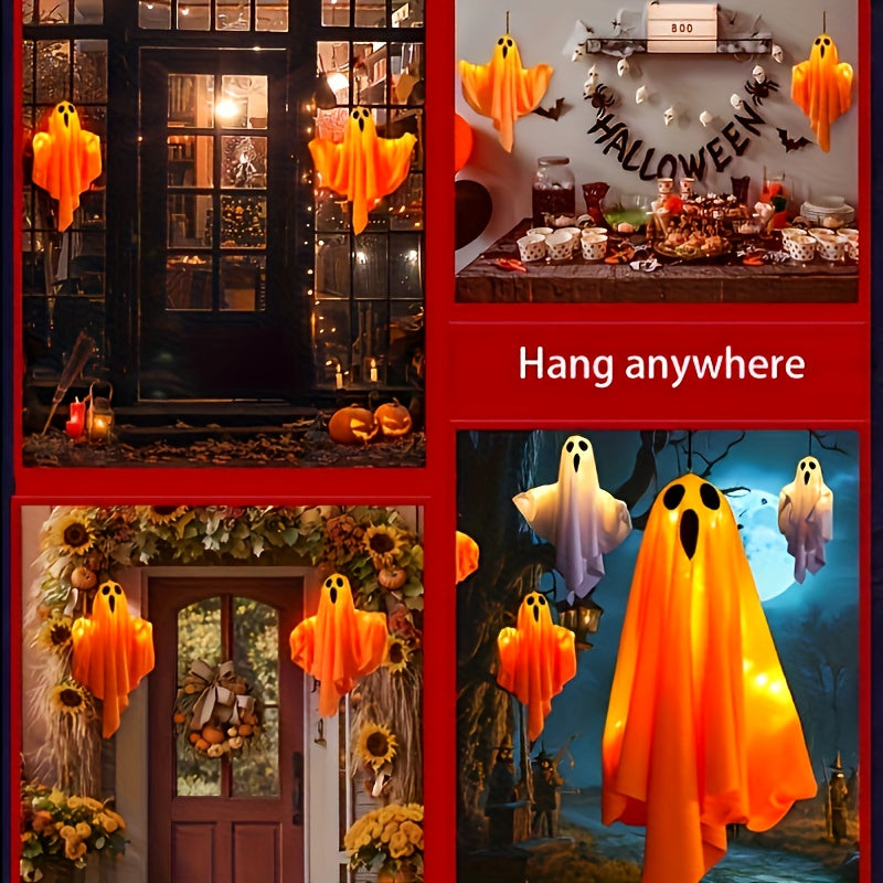 👻 3pcs Ghost LED Lights – Spooky Hanging Halloween Decor