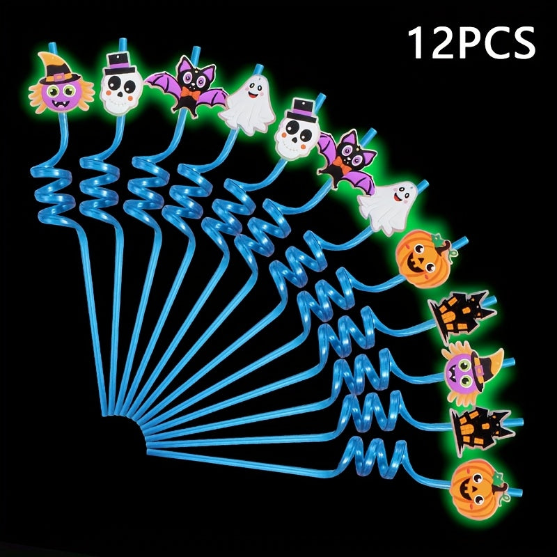 ✨🎃 Glow-in-the-Dark Halloween Straws (12pcs)