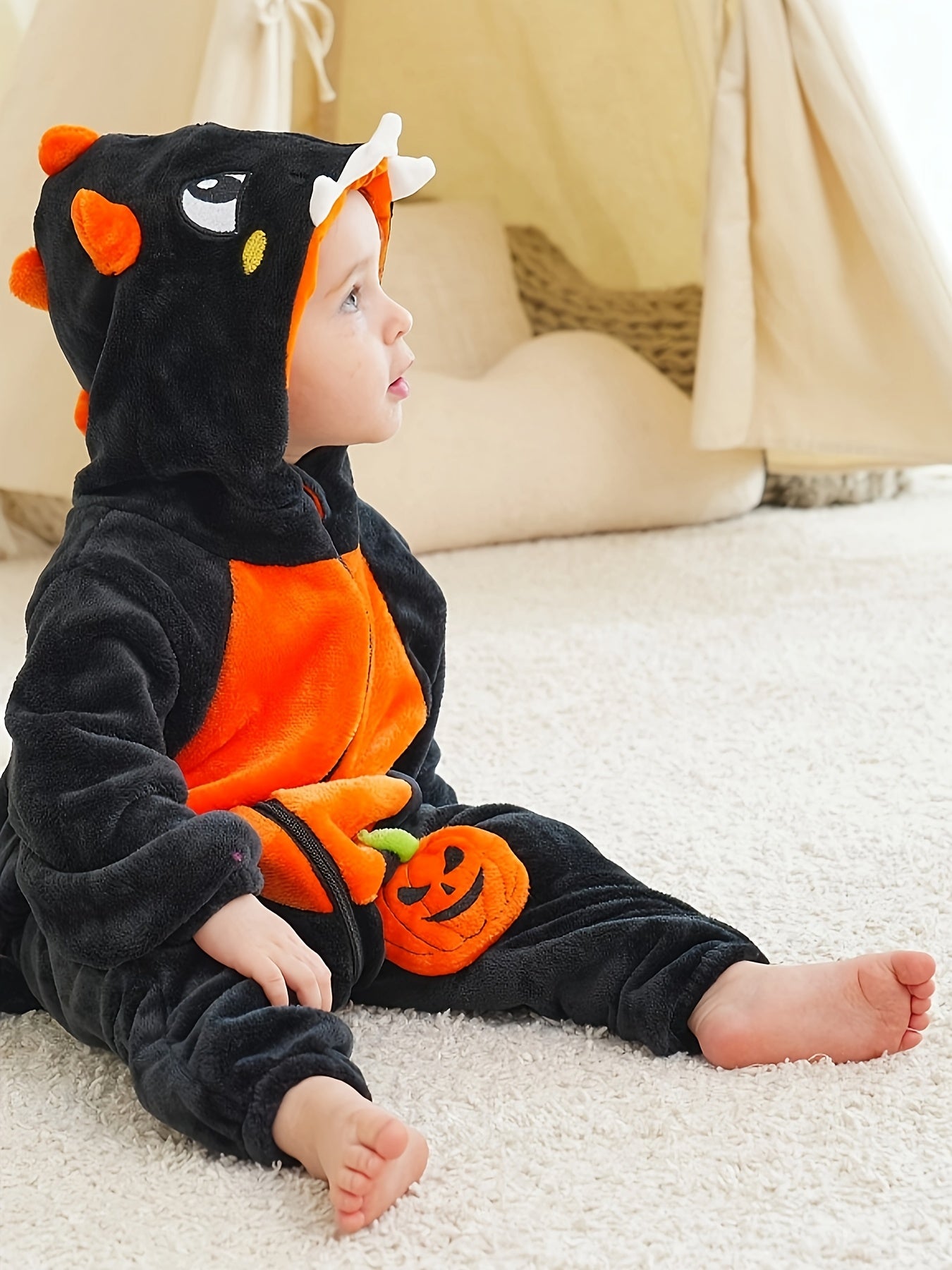 🎃 Pumpkin Dinosaur Onesie – Cozy Halloween & Party Outfit