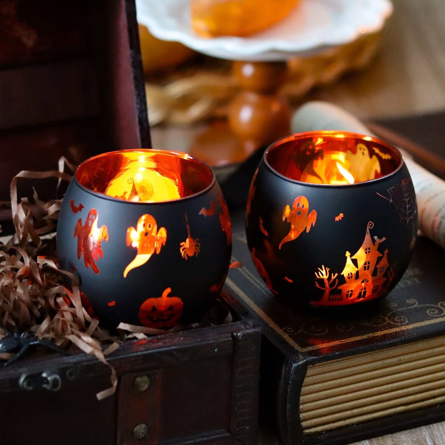 🕯️ 2pcs Gothic Halloween Candle Holders – Spooky Table Decor