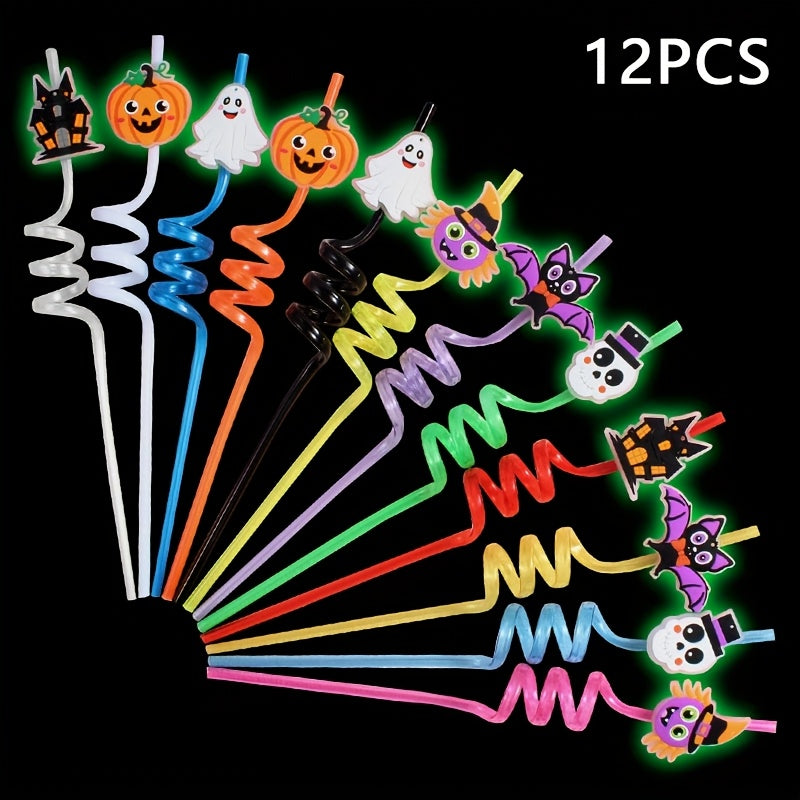 ✨🎃 Glow-in-the-Dark Halloween Straws (12pcs)