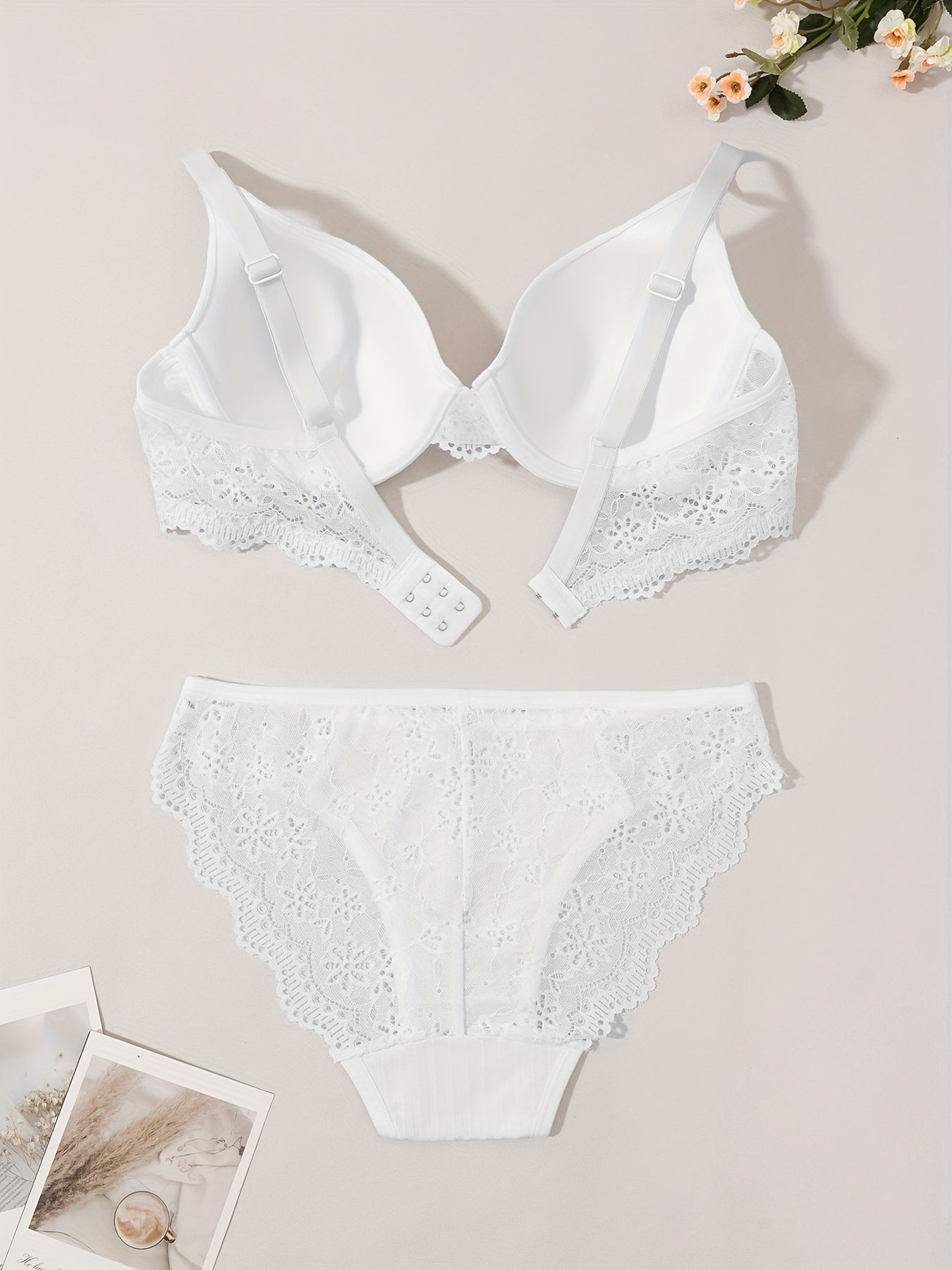 Women’s Bra & Panty Set – Push-Up Lingerie with Lace Trim, Sexy & Elegant Date Outfit