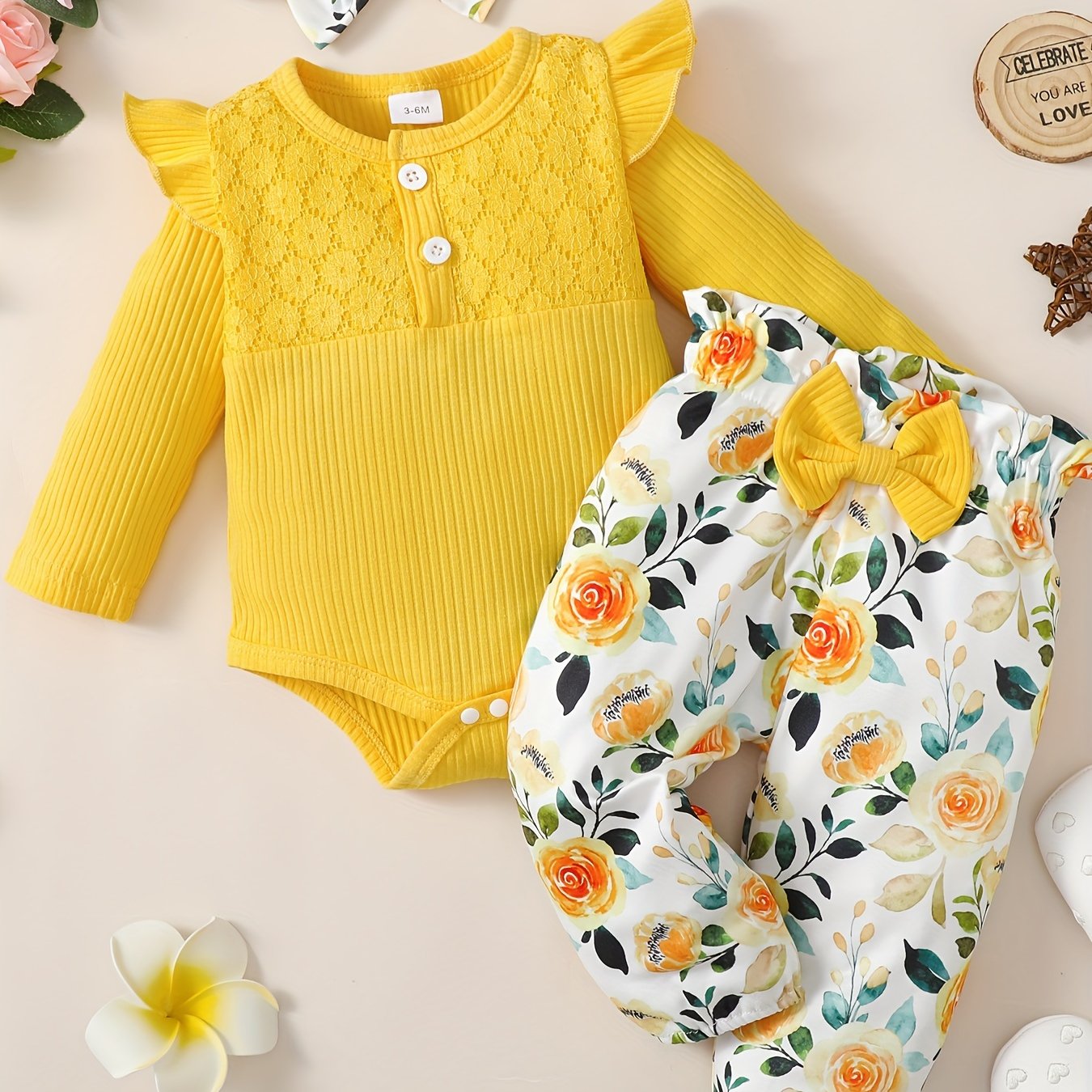 Girls’ 3PCS Outfit – Long Sleeve Top, Floral Pants & Headband Set for Outdoor