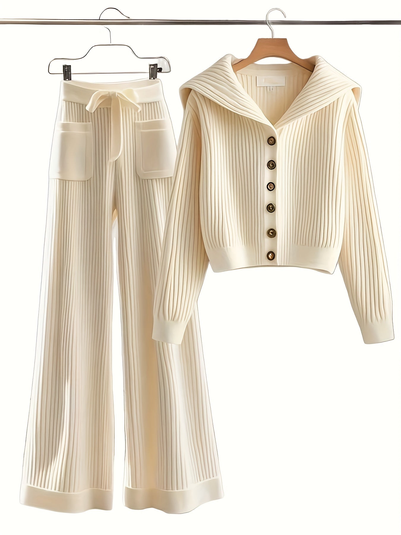 2025 Women’s 2PCS Set – Soft Button Cardigan & Straight-Leg Pants, Casual Spring to Winter Outfit