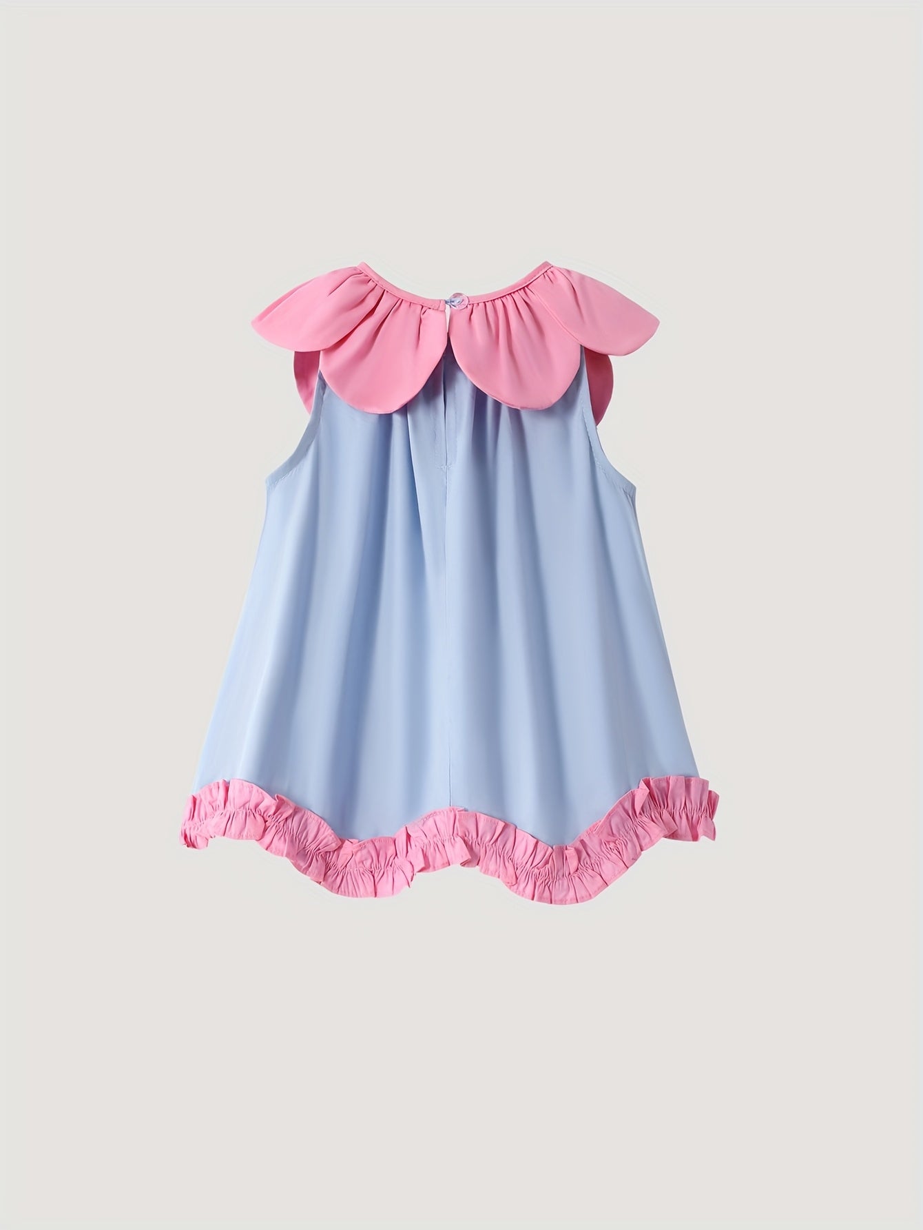 🌸 Girls’ Floral Dress – Light Blue & Pink Party Outfit