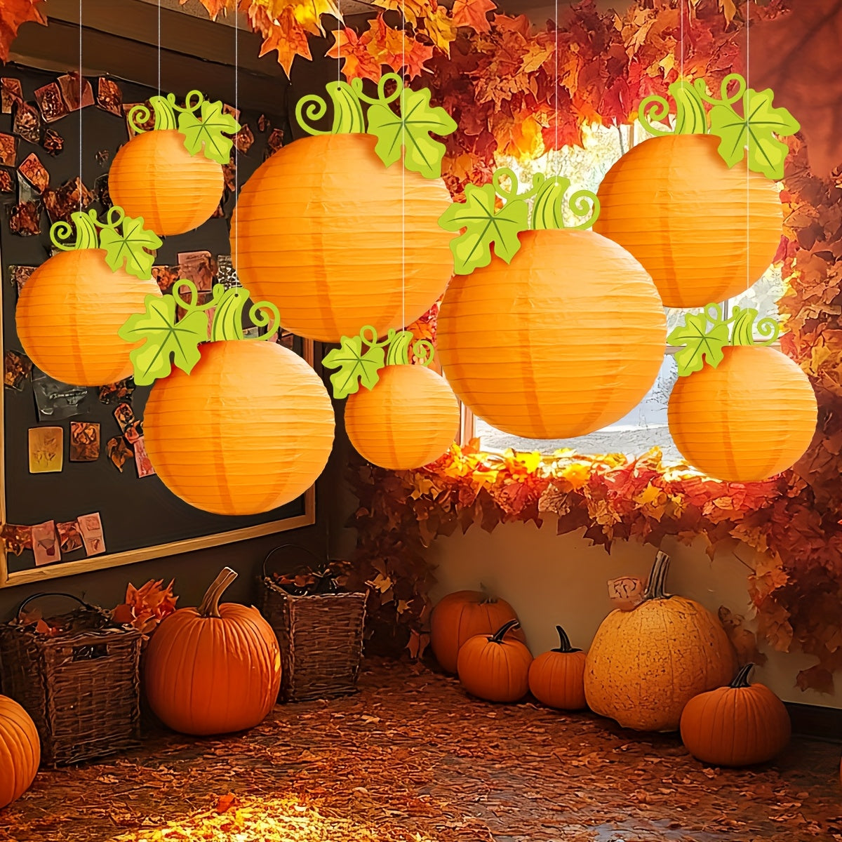 🎃 8pcs Pumpkin Lanterns – Hanging Halloween & Party Decor