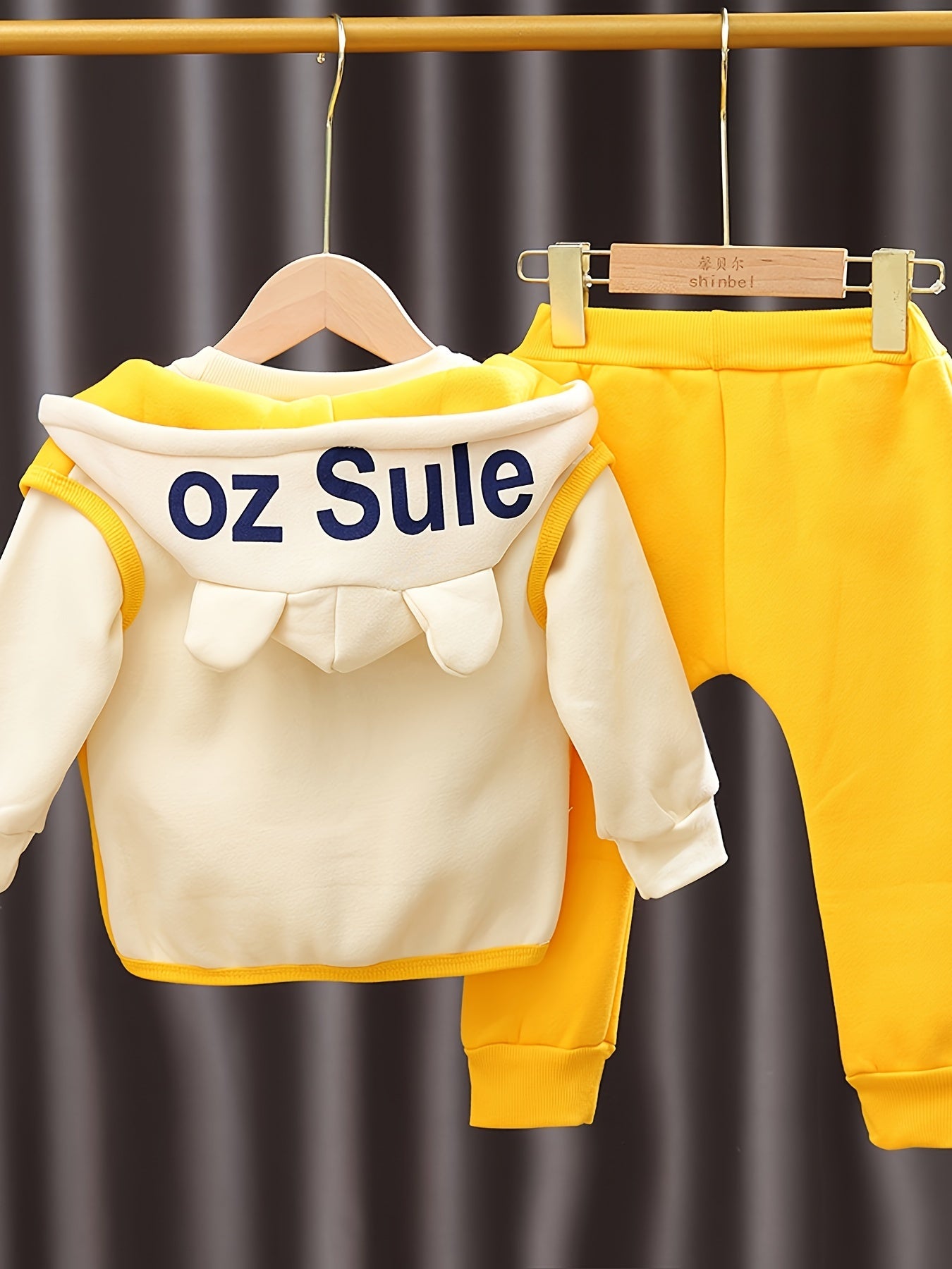 Girls’ 3PCS Winter Outfit – Fleece Hooded Top, Pants & Hat Set, Warm Outdoor Wear