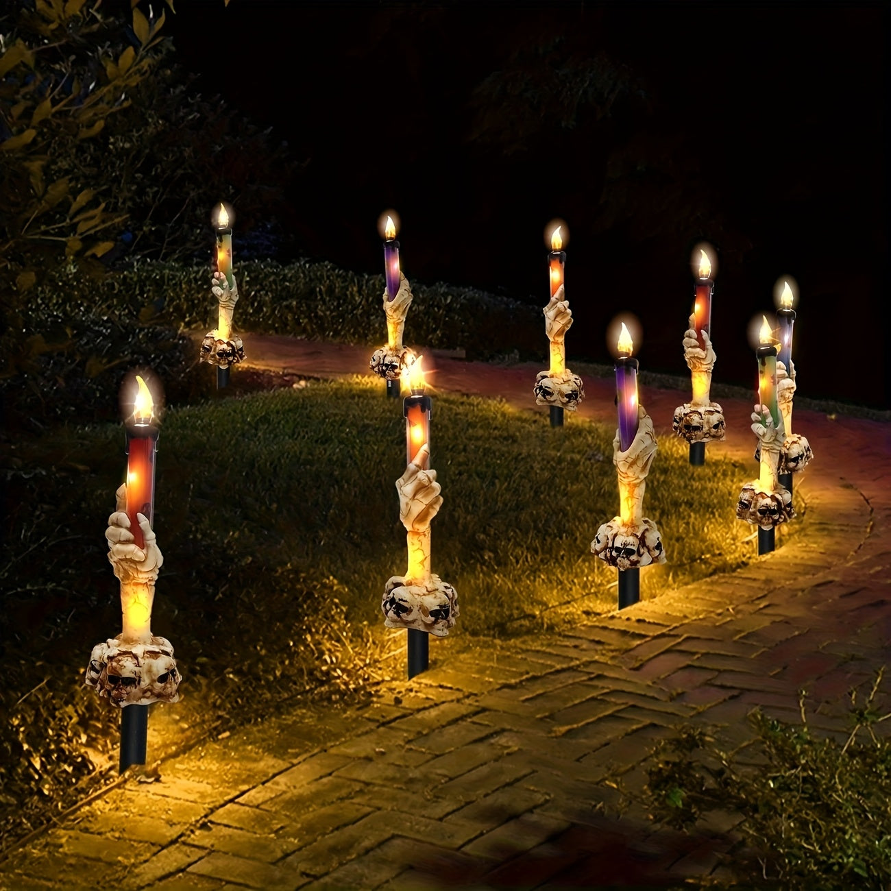 💀 5-in-1 Solar Skull Lantern – Outdoor Halloween Decor