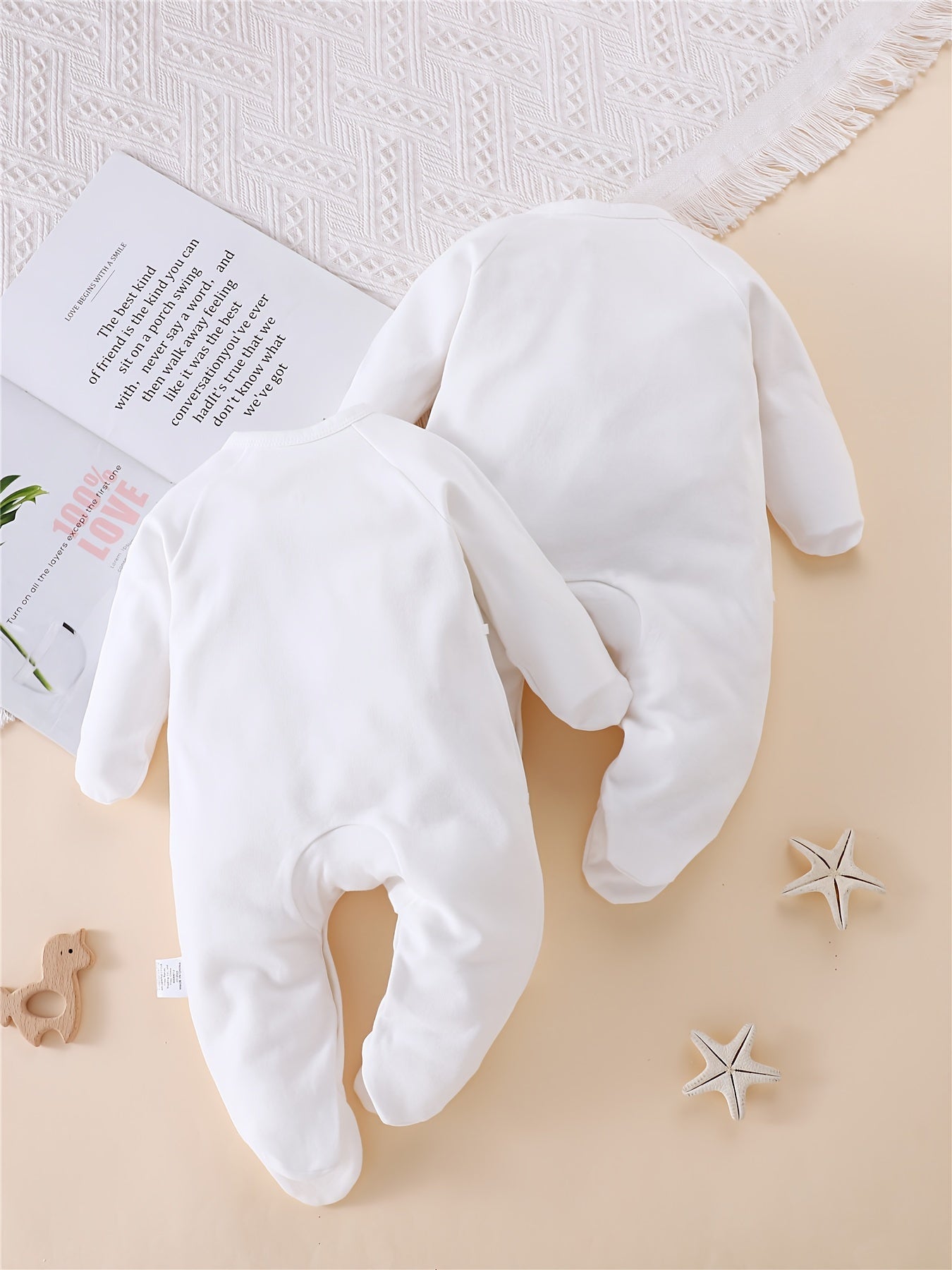 Conjunto de macacão de bebé 2 peças – "Love Mom & Dad" macacão de borboleta com protetores de mãos e pés, roupa de outono para atividades ao ar livre