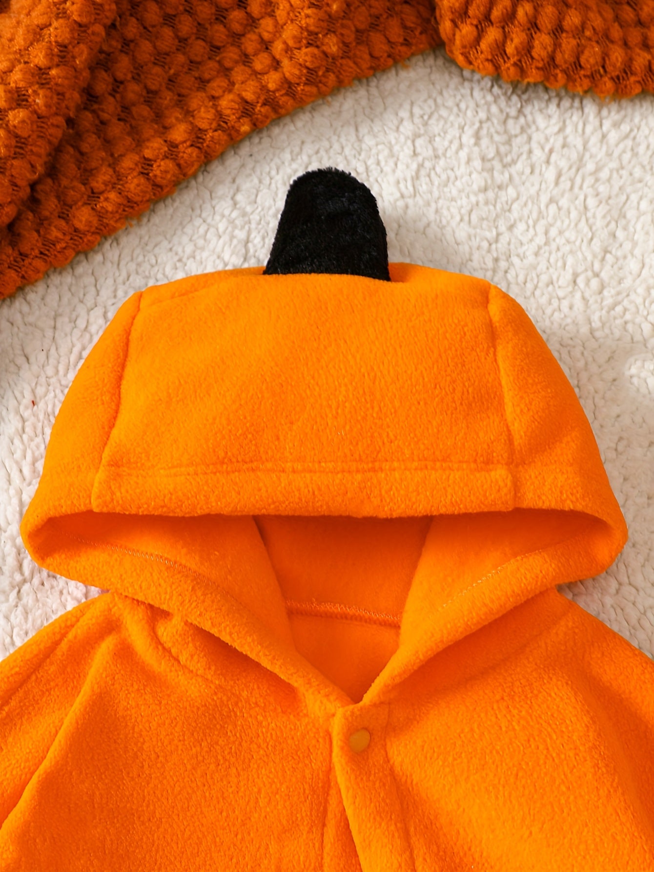 🎃 3pcs Halloween Outfit – Fleece Pumpkin Cape Set for Kids