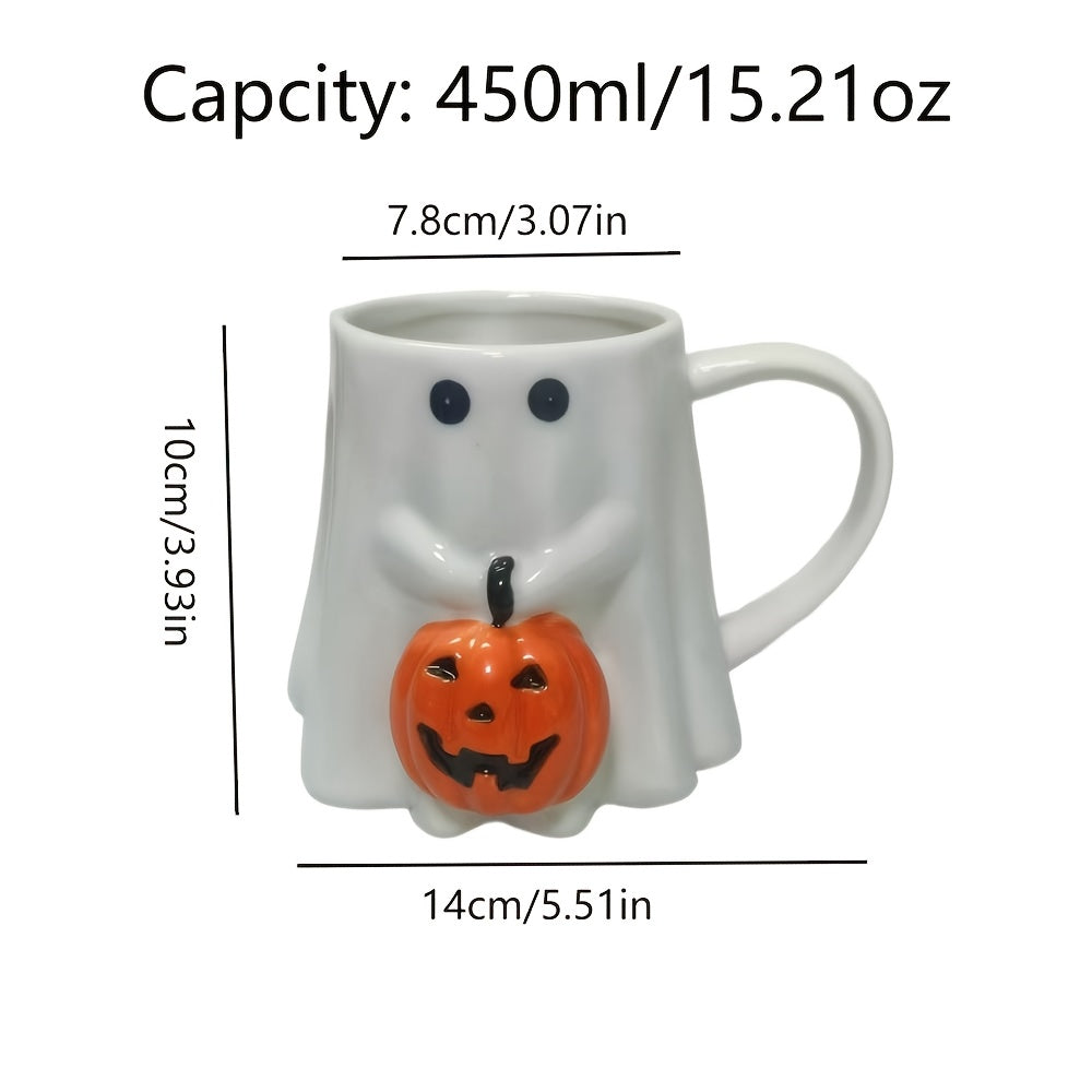 🎃 Pumpkin Ghost Ceramic Mug – 600ml Halloween Cup