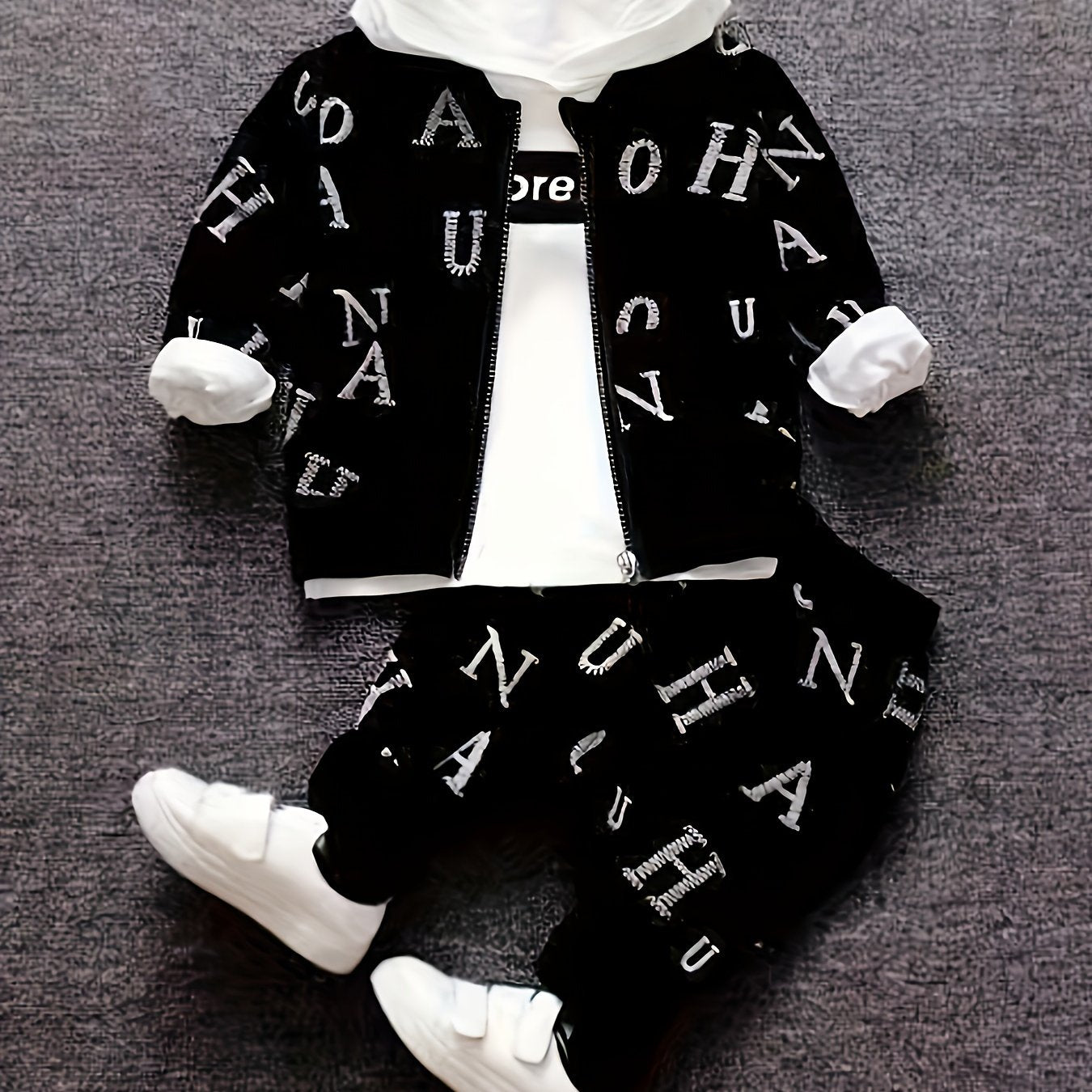 🧢 Boys Zip-Up Hoodie Set (3pcs)