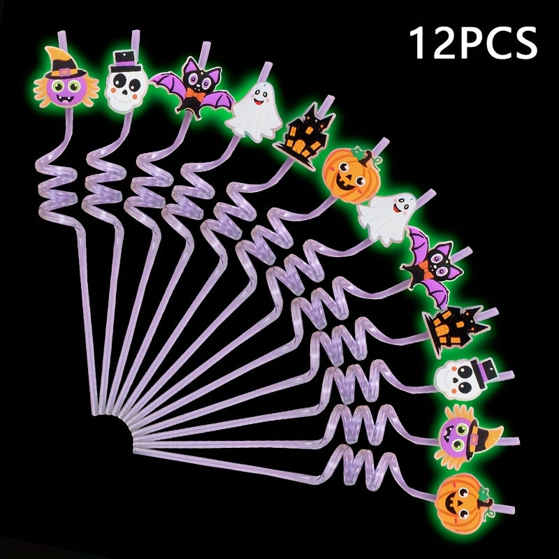 ✨🎃 Glow-in-the-Dark Halloween Straws (12pcs)