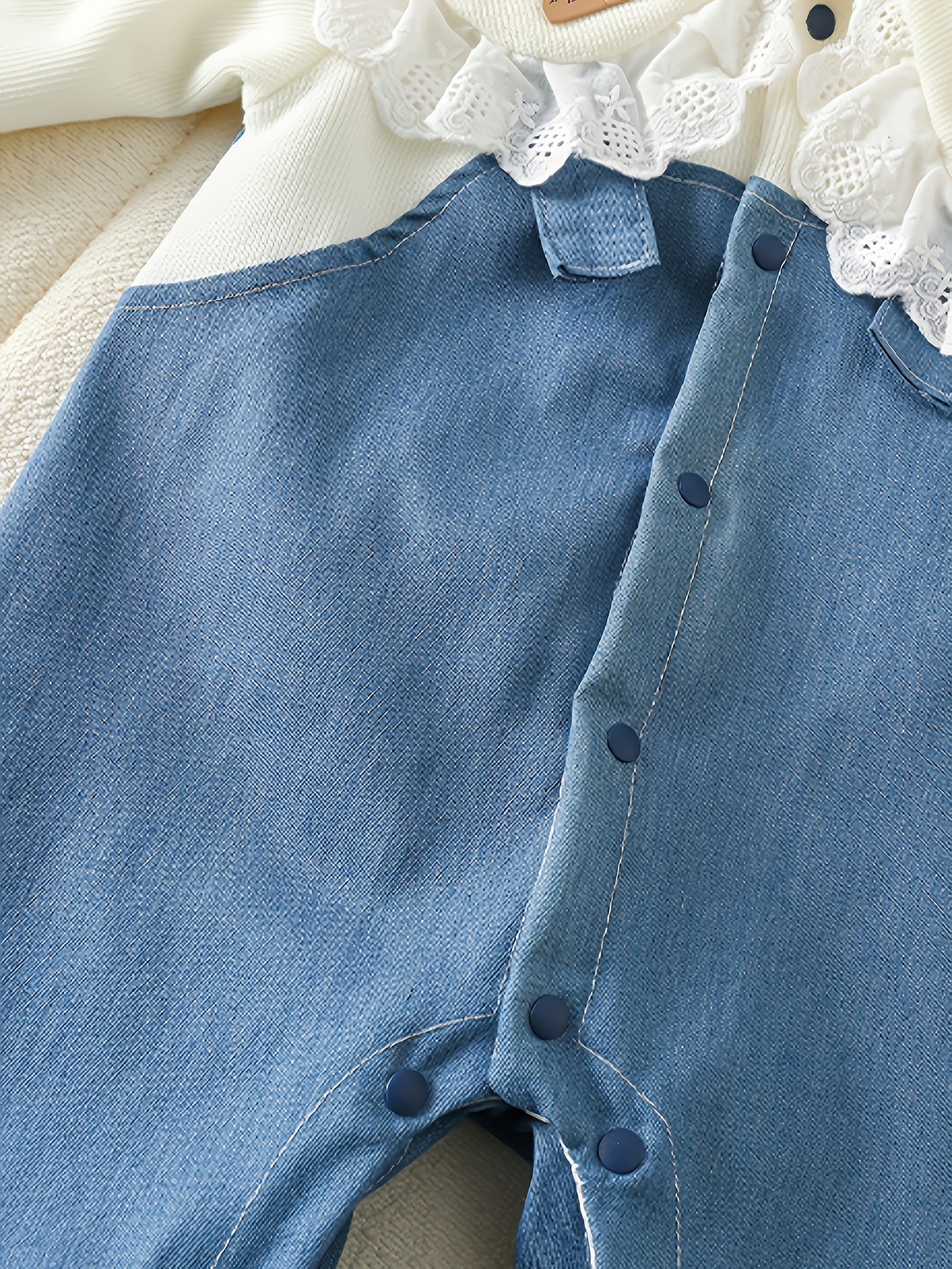 🐰 Faux Denim Rabbit Romper