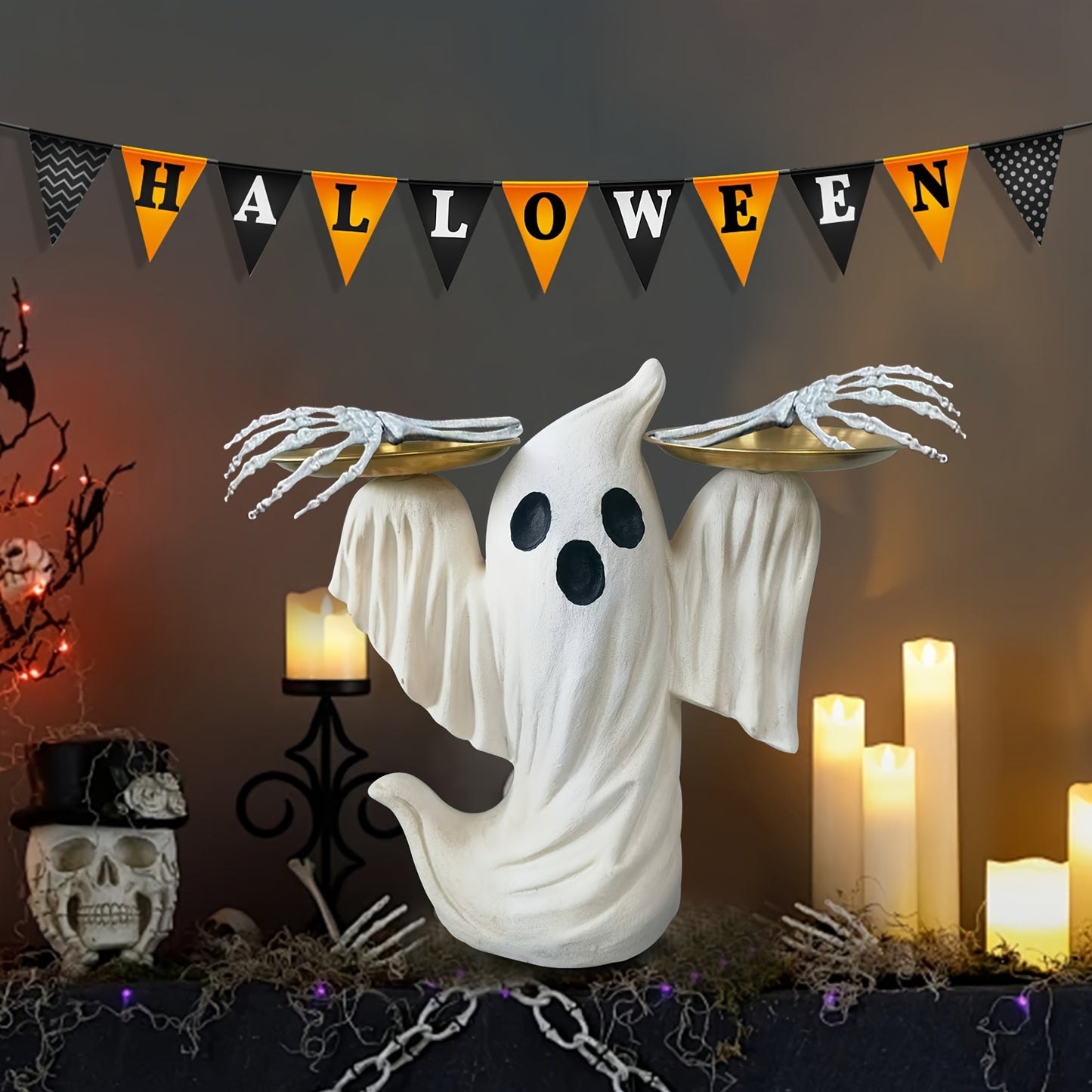 🎃 Cute Halloween Tray Decor – Friendly Resin Display