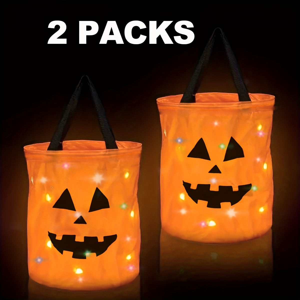 🎃 2pcs Glow-in-the-Dark Pumpkin Tote Bags – Halloween Candy Bags