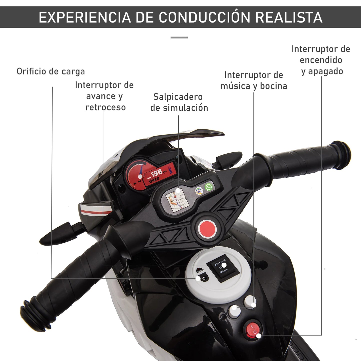 Homcom Kids Electric Motorcycle – Music, Horn & Headlights for Ages 3+
