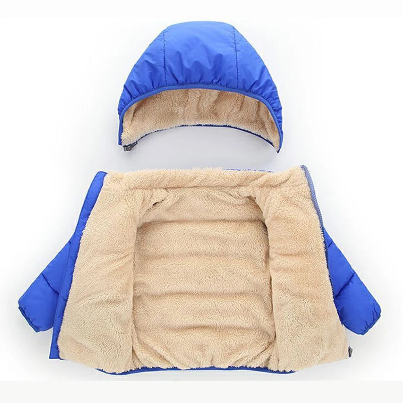 Baby Children Coats Winter Thick Jackets Warm Plush Outerwear Fur Hooded Jacket