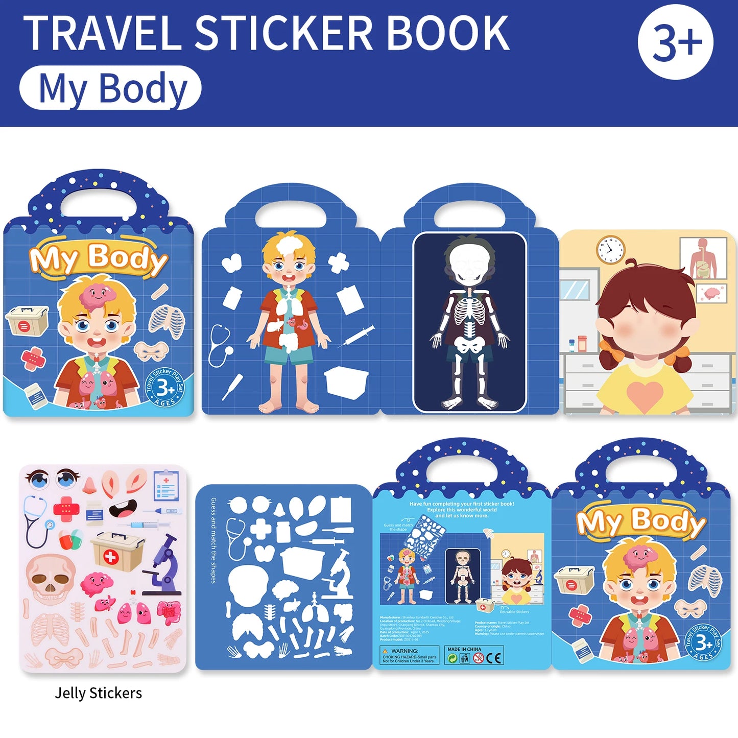 Kids’ Reusable DIY Sticker Book – Multi-Theme Jelly Stickers Montessori Toy