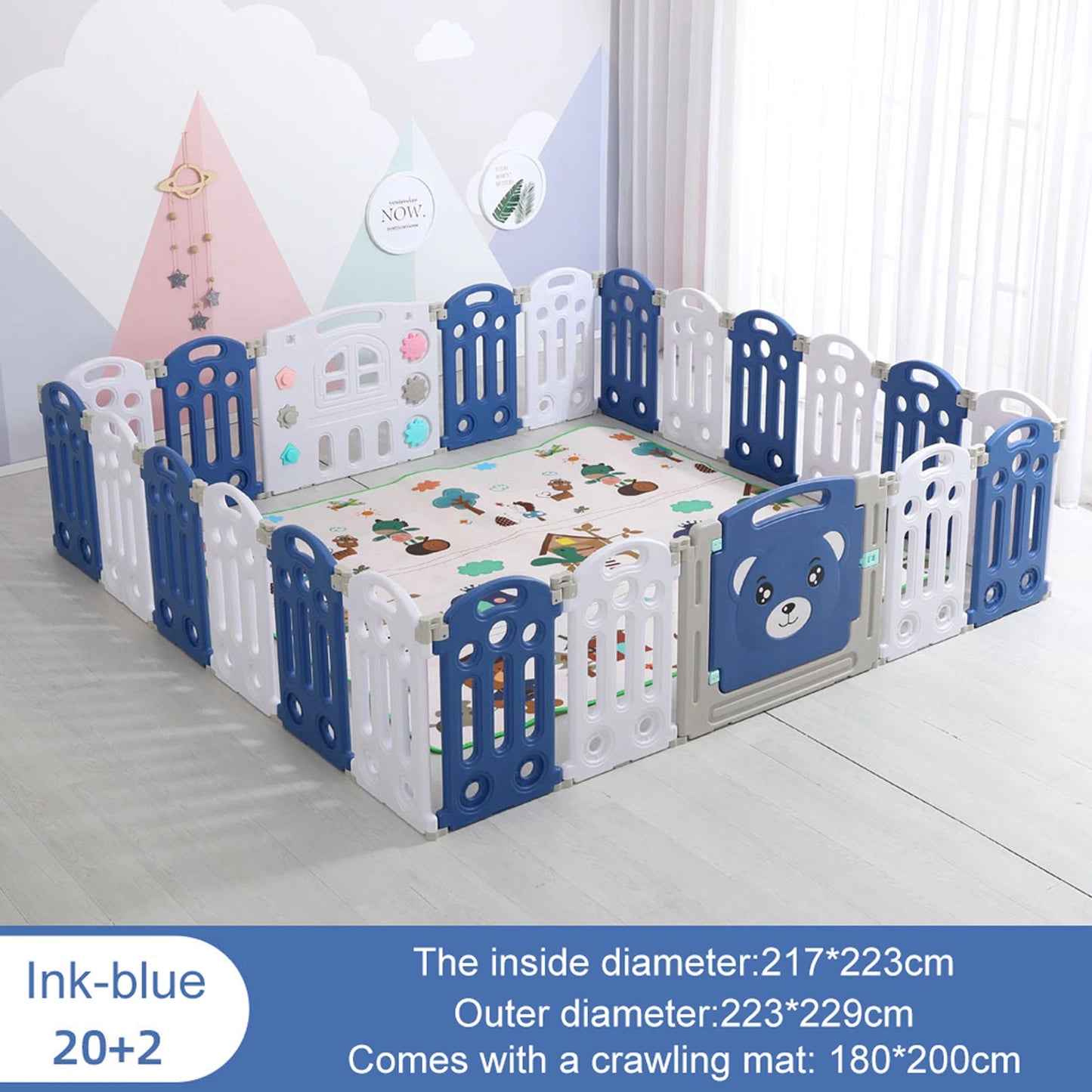 Baby Playpen – Portable Kids Activity Fence with Ball Pool and Slide