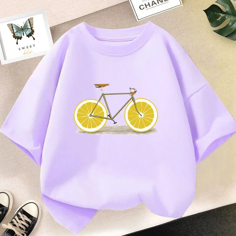 Süßes Avocado-T-Shirt für Mädchen – lockeres Sommer-Cartoon-Oberteil
