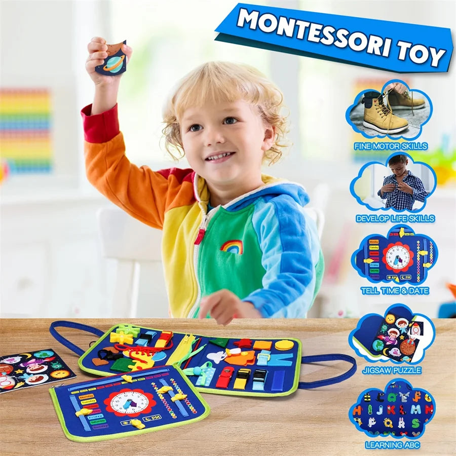 Montessori Busy Board – Educational Sensory & Motor Skills Activity Toy for Kids