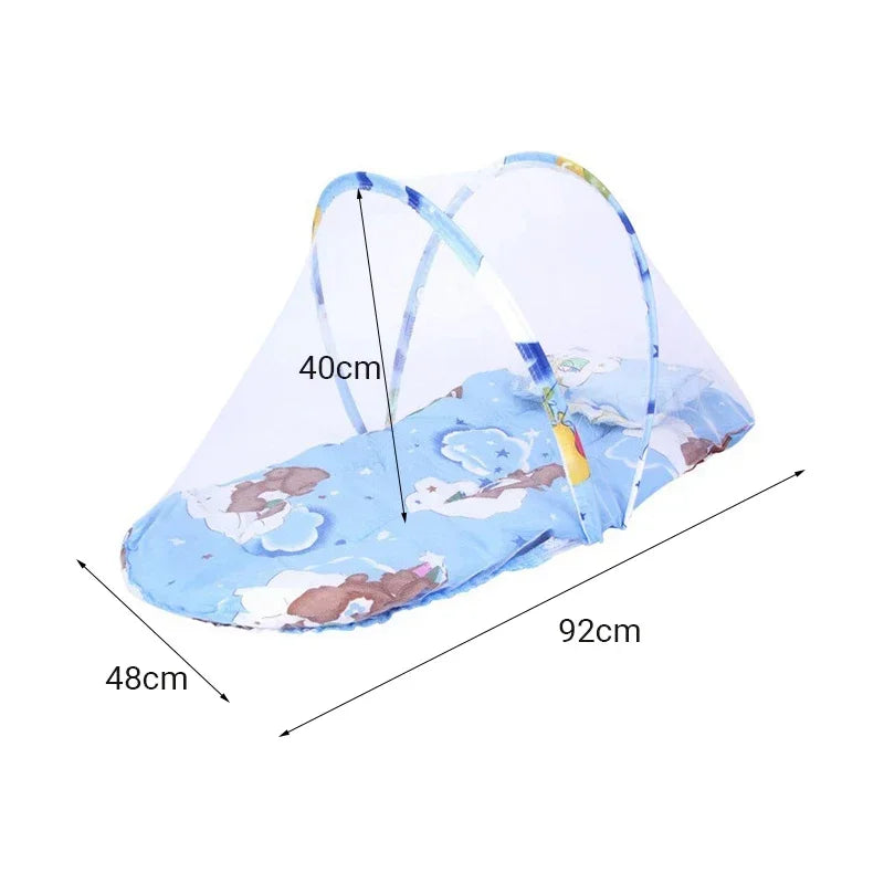 Foldable Baby Bed Mosquito Net – Portable Crib Net with Pillow & Cotton Padding