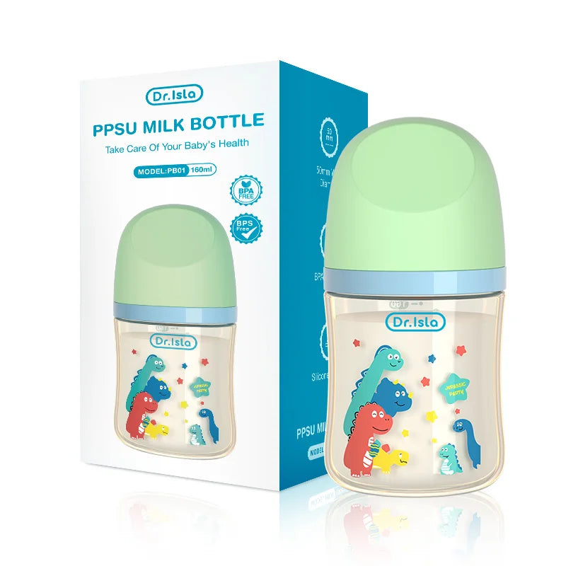 BPA-Free PPSU Baby Bottle – Drop-Proof Wide-Caliber Feeding Bottle with Handles (160/240ml)
