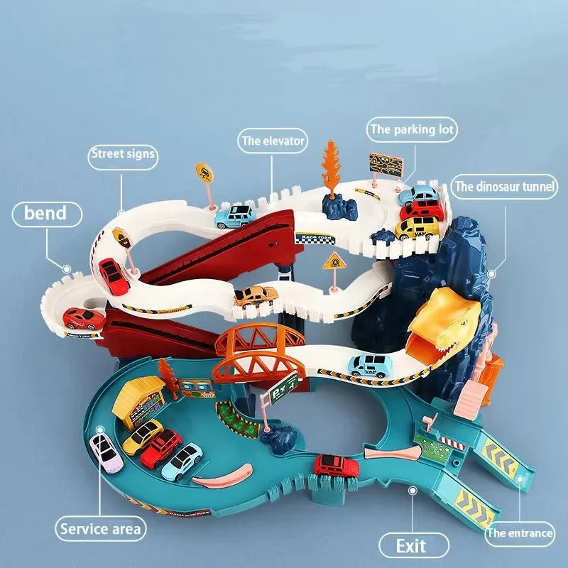 Dinosaur Mountain Electric Track Car – Adventure Racing Train Toy Set
