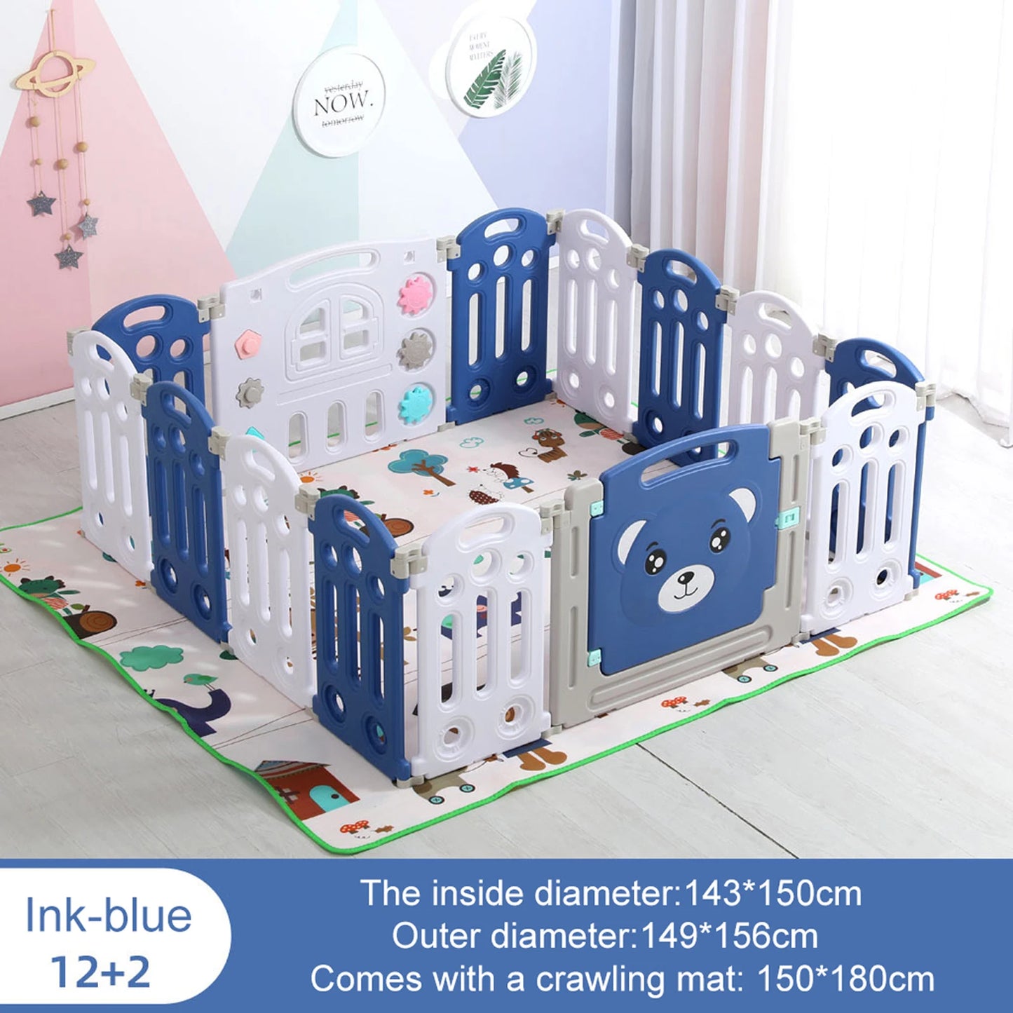 Baby Playpen – Portable Kids Activity Fence with Ball Pool and Slide