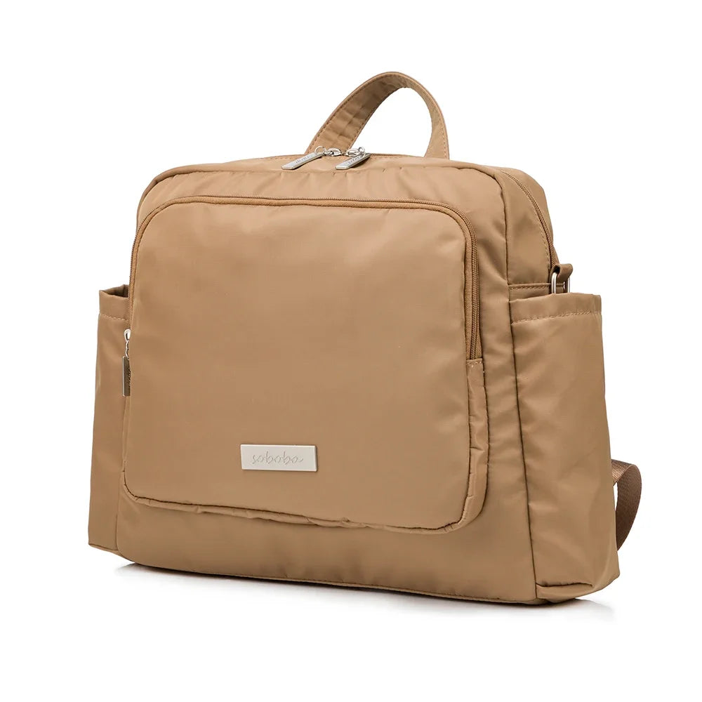 Soboba 2023 Novas Bolsas de Fraldas para Mães Mochilas de Fraldas de Poliéster Sólido Impermeáveis de Grande Capacidade Bolsa de Viagem para Recém-nascidos