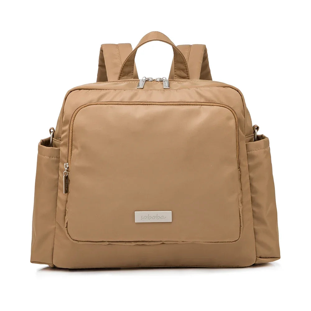 Soboba 2023 Novas Bolsas de Fraldas para Mães Mochilas de Fraldas de Poliéster Sólido Impermeáveis de Grande Capacidade Bolsa de Viagem para Recém-nascidos