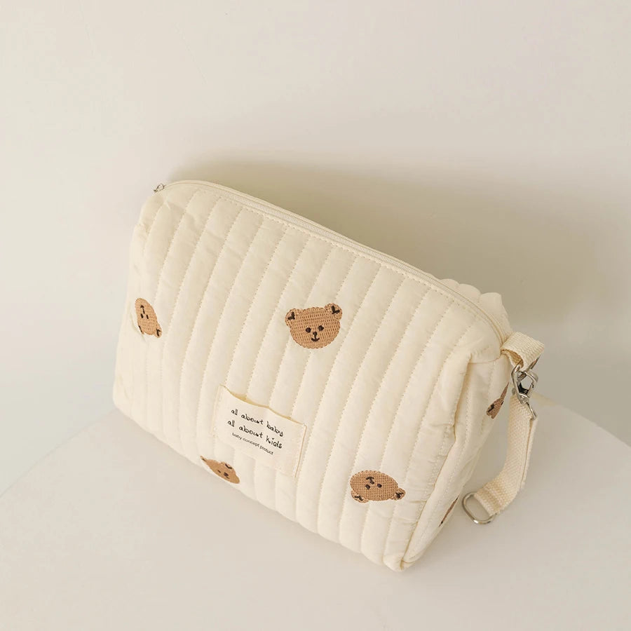Cute Mommy Diaper Bag – Embroidered Baby Travel Organizer with Zipper