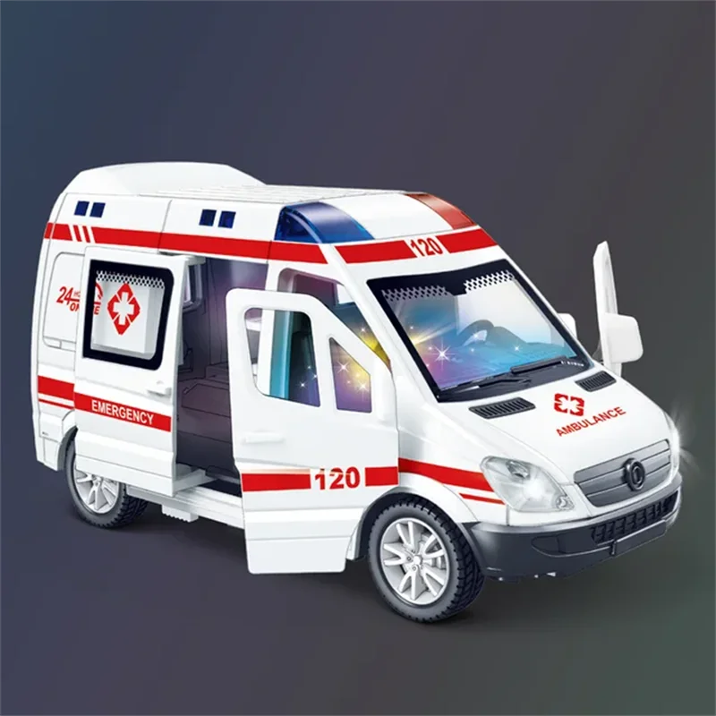 1:32 Scale Mini Car, Ambulance Fire-Truck Policecar Model Sound Light Vehicle Simulation