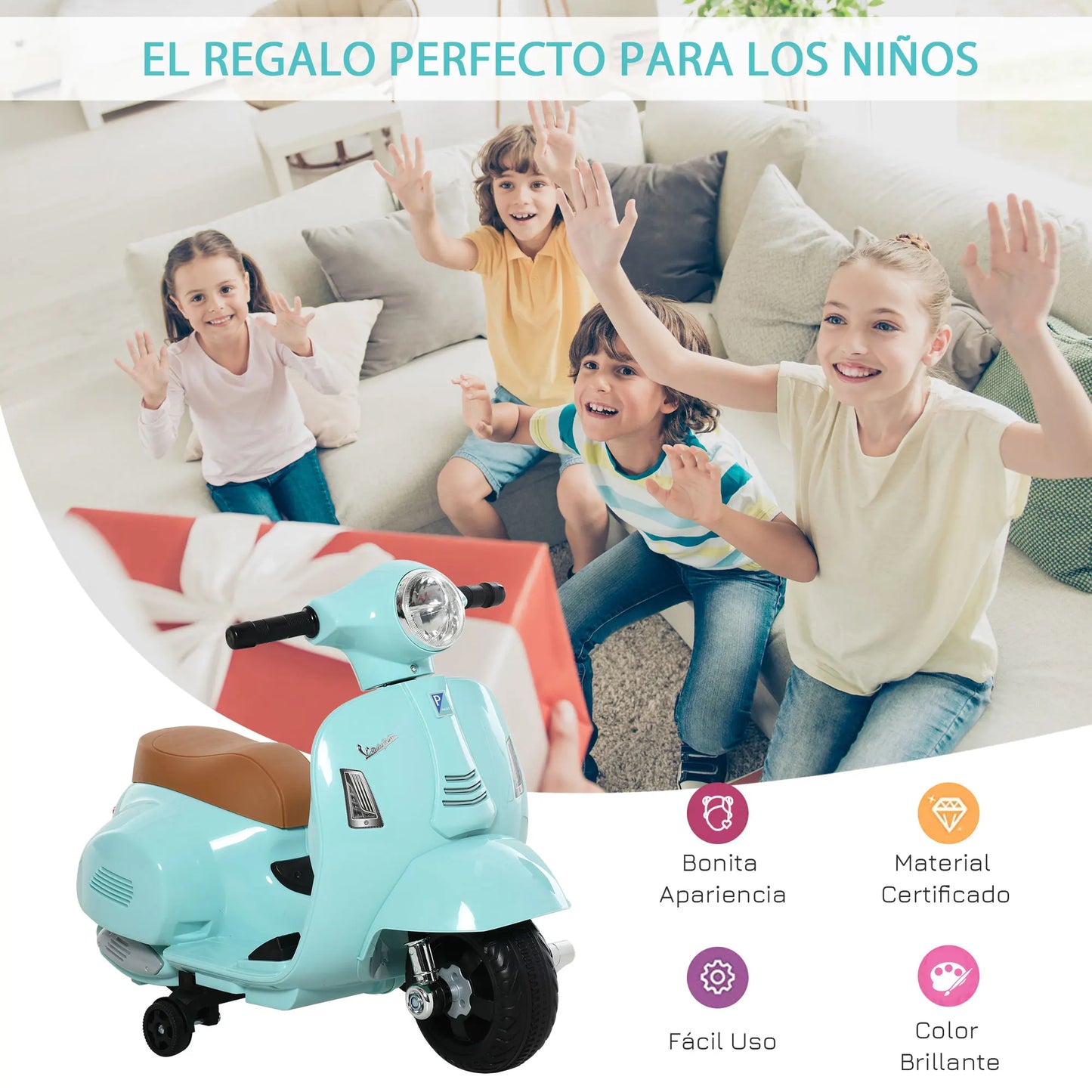 Homcom Electric Vespa Motorcycle for Toddlers – 18-36 Months with Light & Horn