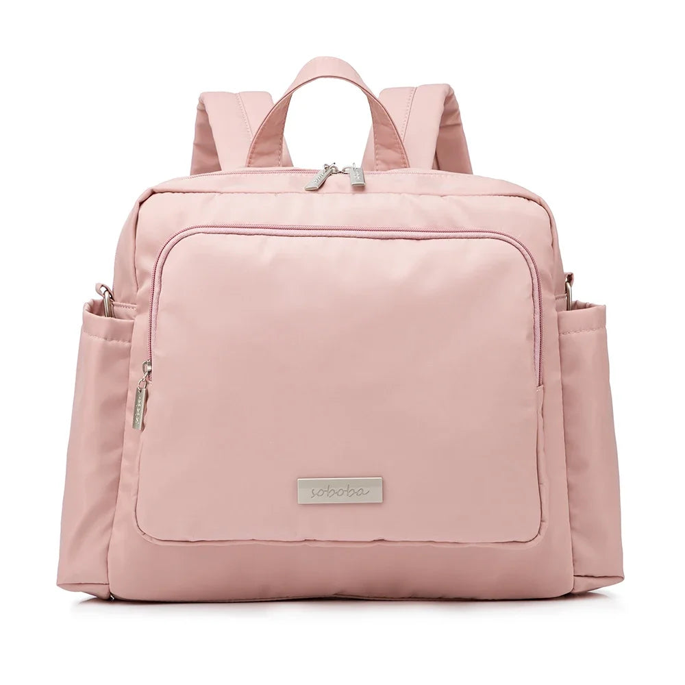 Soboba 2023 Novas Bolsas de Fraldas para Mães Mochilas de Fraldas de Poliéster Sólido Impermeáveis de Grande Capacidade Bolsa de Viagem para Recém-nascidos
