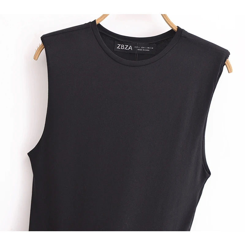 Vestido midi plissado sem mangas para mulher 2025 – Vestido de verão de malha com cinto