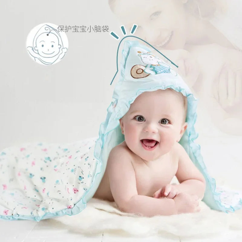 Newborn Cotton Blanket Winter Warm Embroidery Baby Swaddling Blanket Cartoon Envelope Wrap Blankets Baby Boys Girls Bed Quilt