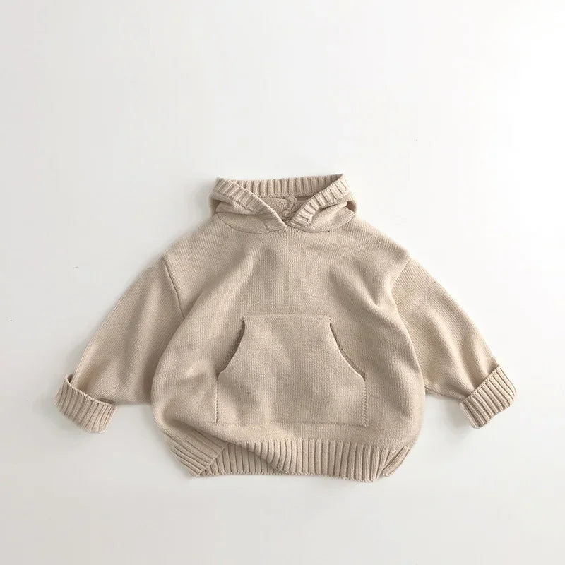 Kids’ Loose Knit Hoodie – Front Pocket Pullover Sweater for Boys & Girls