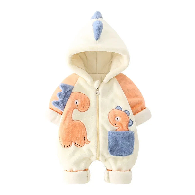 Newborn Autumn/Winter Romper – Thick Plush Jumpsuit for Outdoor Wear