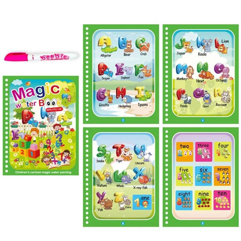 Magic Water Drawing Book with Pen – Reusable Montessori Early Learning Toy