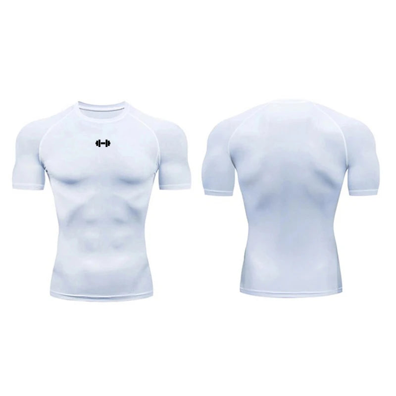 Compression T Shirt Men Summer Sportswear Running T-shirt Elastic Quick Dry Sport Tops Tee Athletic Gym Workout