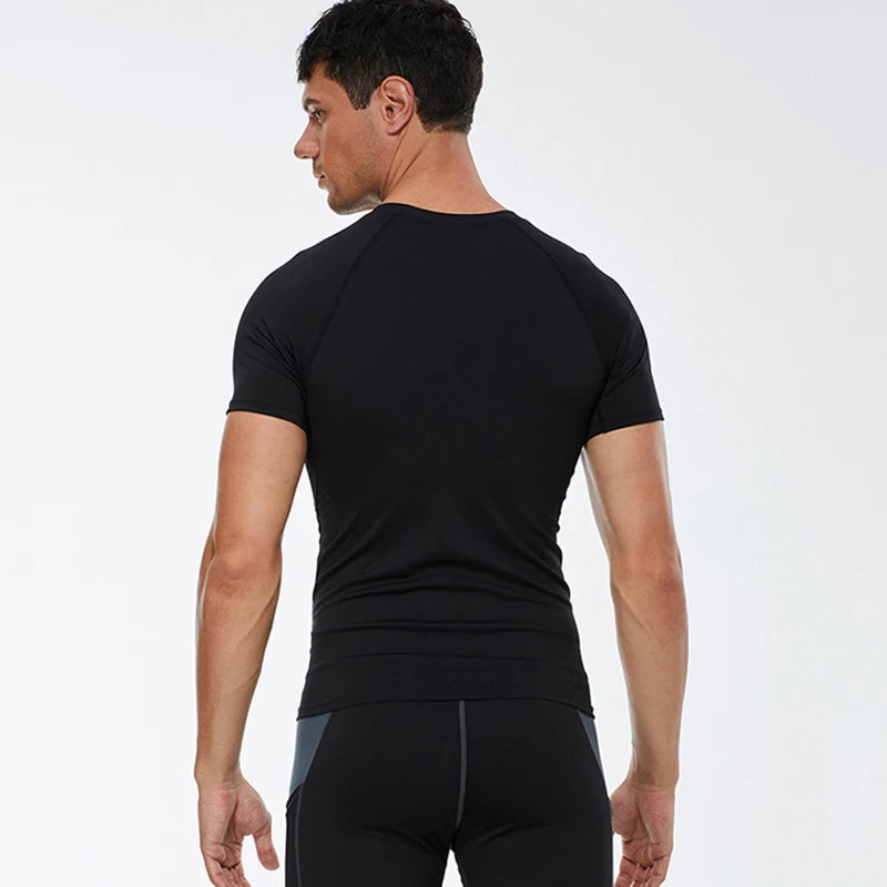 Compression T Shirt Men Summer Sportswear Running T-shirt Elastic Quick Dry Sport Tops Tee Athletic Gym Workout