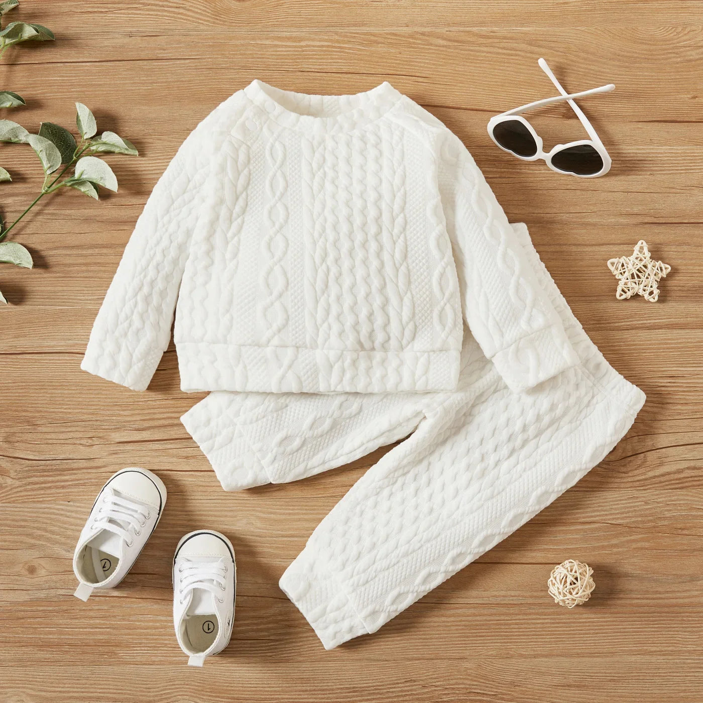 Conjunto de roupa de outono e inverno para menino e menina dos 1 aos 3 anos, blusa e calças lisas de manga comprida
