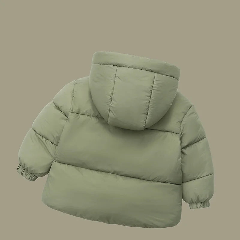 Casaco de inverno com penas para criança – Casaco grosso com capuz para menino e menina (de bebé a criança)