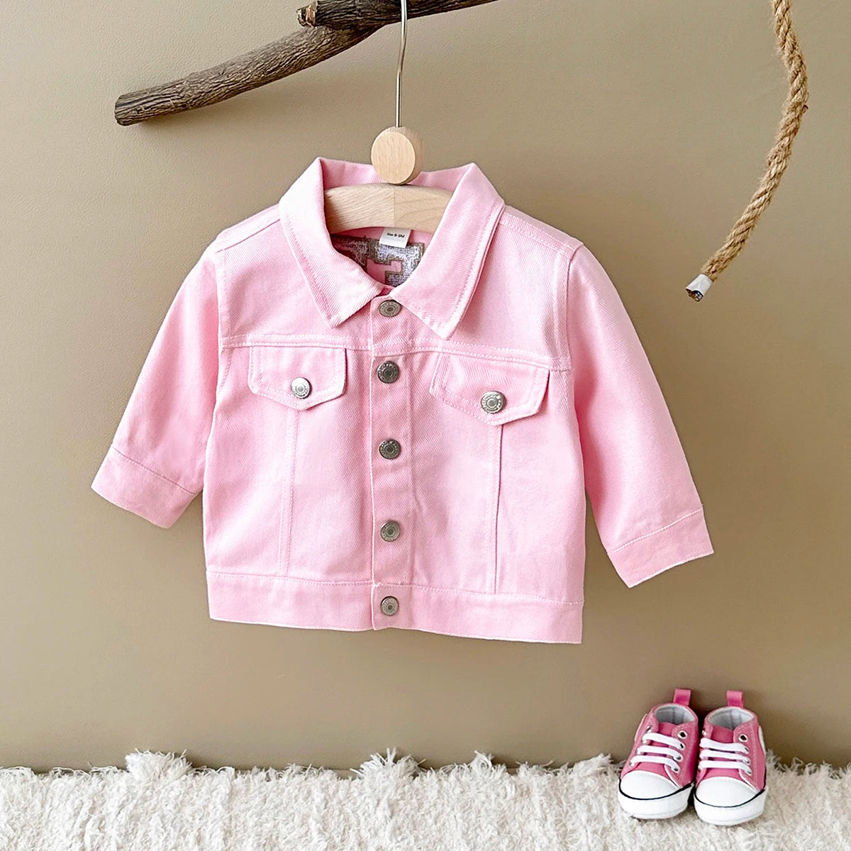 🍓 Strawberry Denim Baby Jacket
